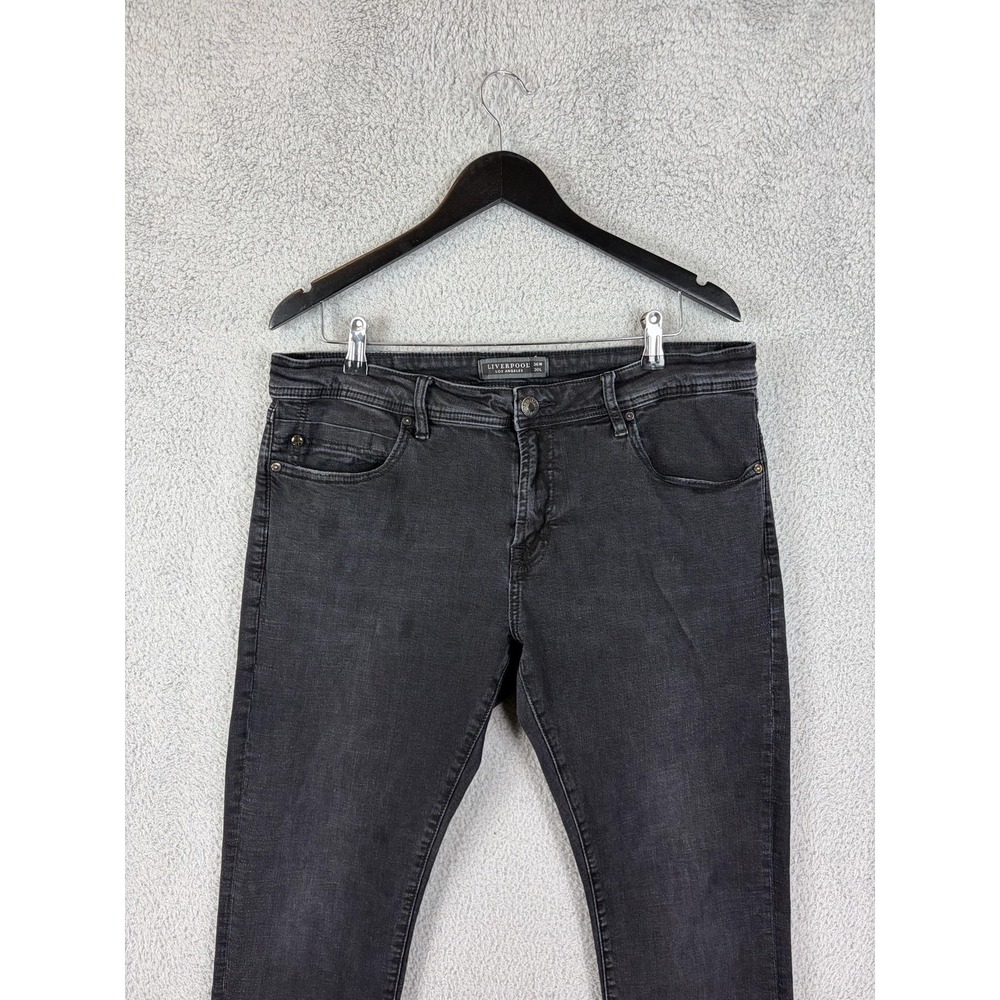 Liverpool Jeans Mens 36x30 Gray Charcoal Wash Slim Skinny Stretch Denim Mens
